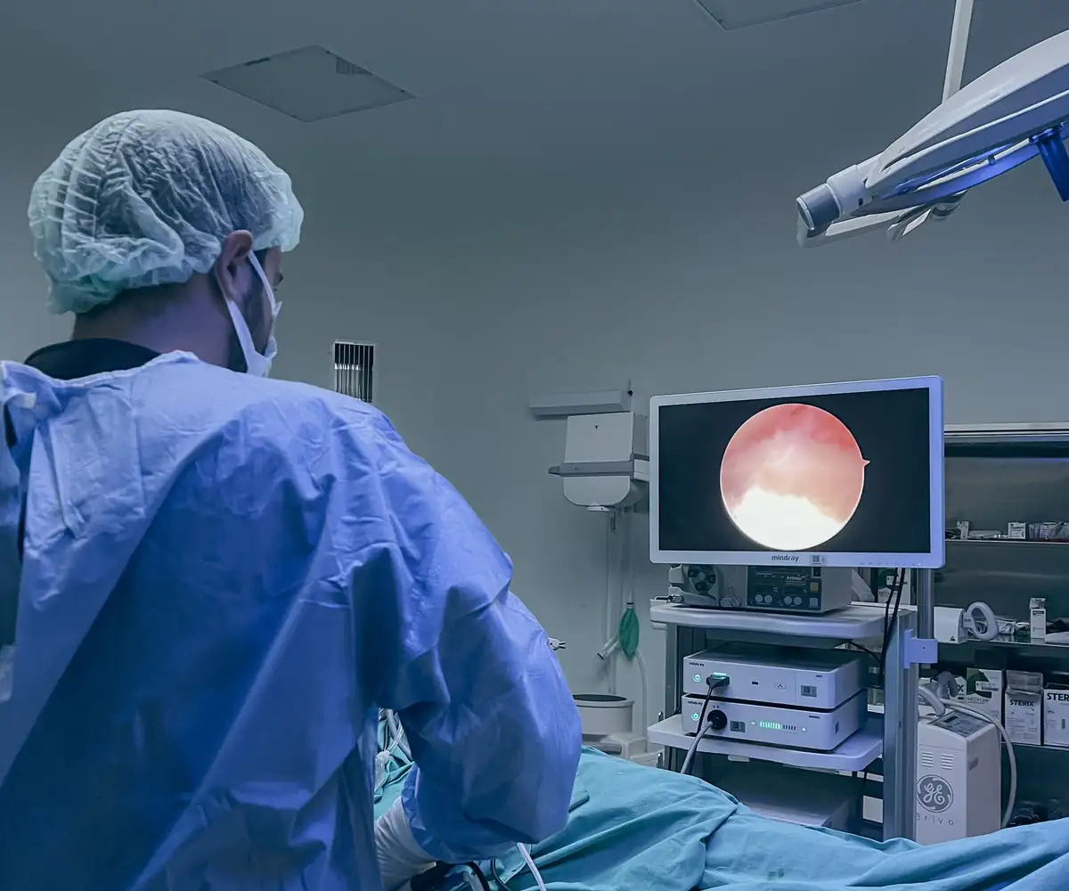 An endoscopy suite during a procedure