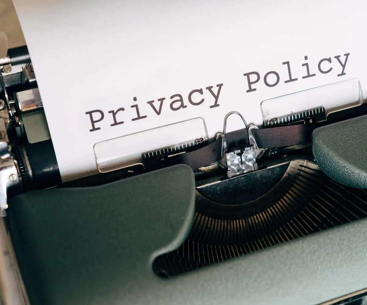 A privacy policy page in a typewriter