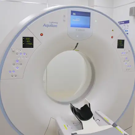 An MRI scanner in a diagnostic suite